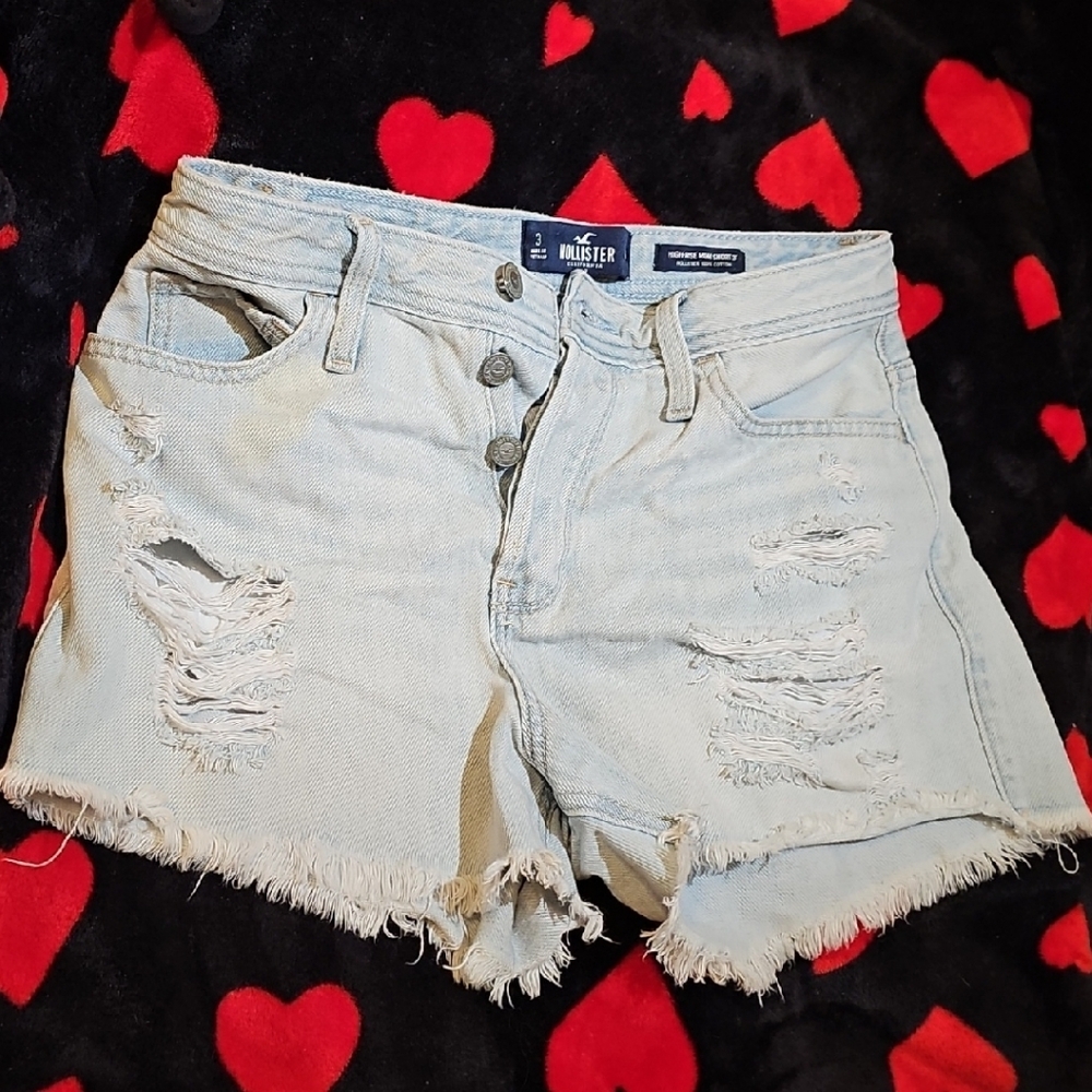 Distressed Light Blue Denim Shorts